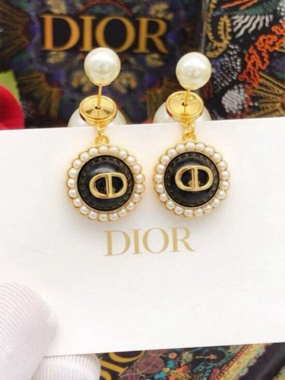 🌶️Christian Dior Tribales Pearl & Enamel Drop Earrings